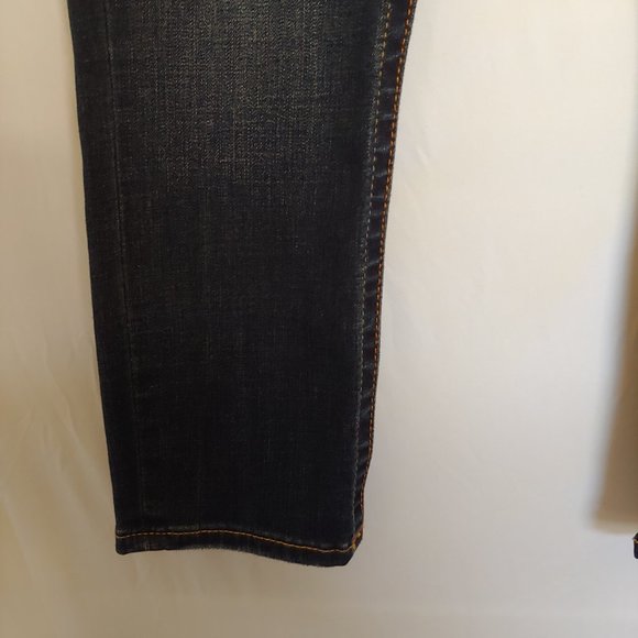True Religion Jeans "Halle" size 27 Capri Y2k Dark Wash Preppy Travel Stre - Picture 12 of 16